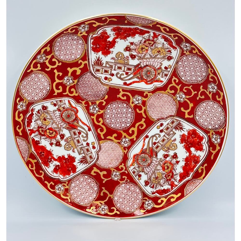 Antique Japanese Imari Arita Floral Porcelain Large Charger Platter
